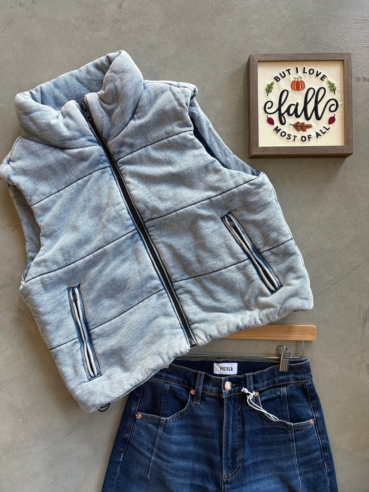 Denim Vintage Puffer Vest