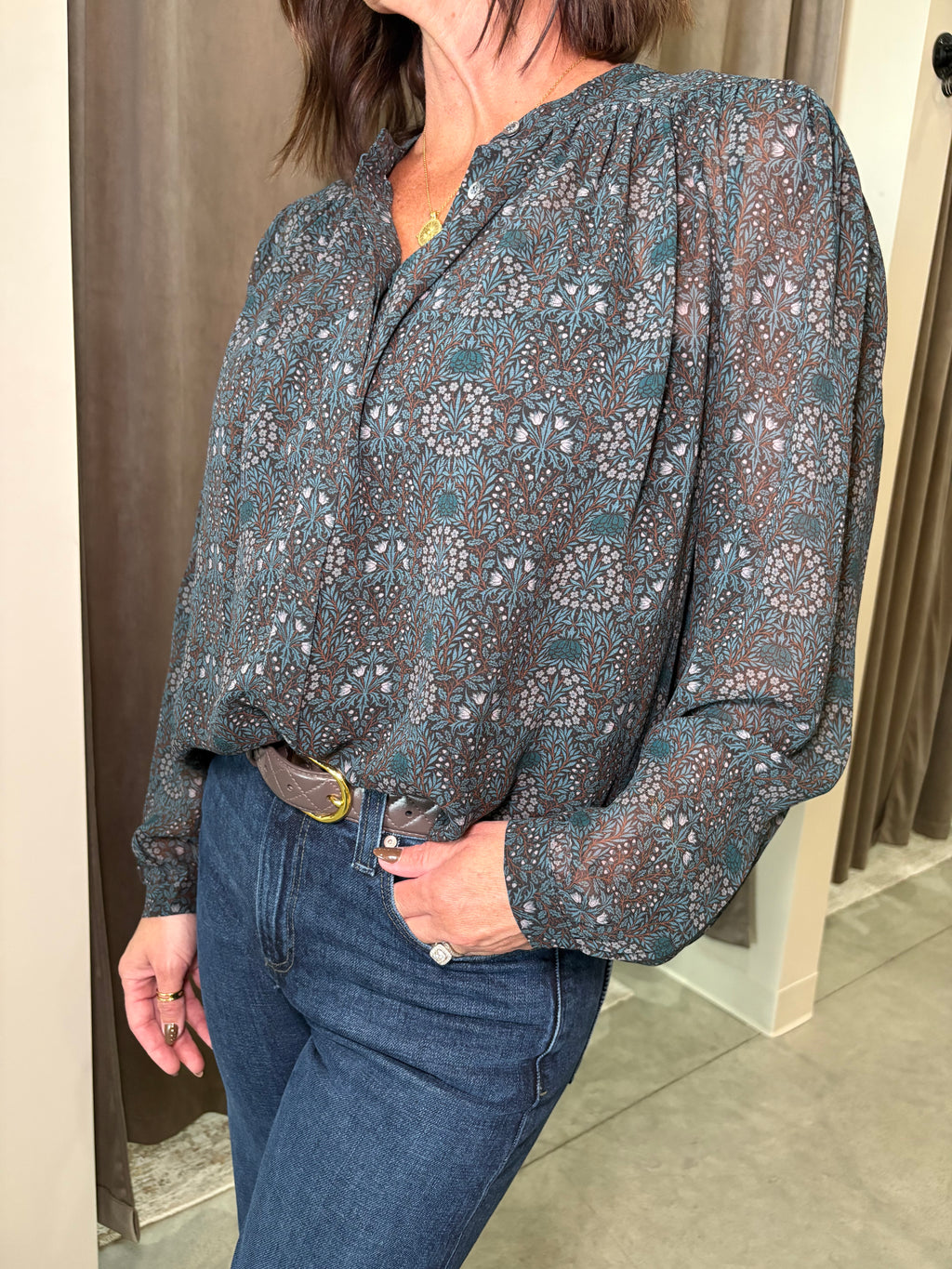 Suri Blouse Dark Blue Multi