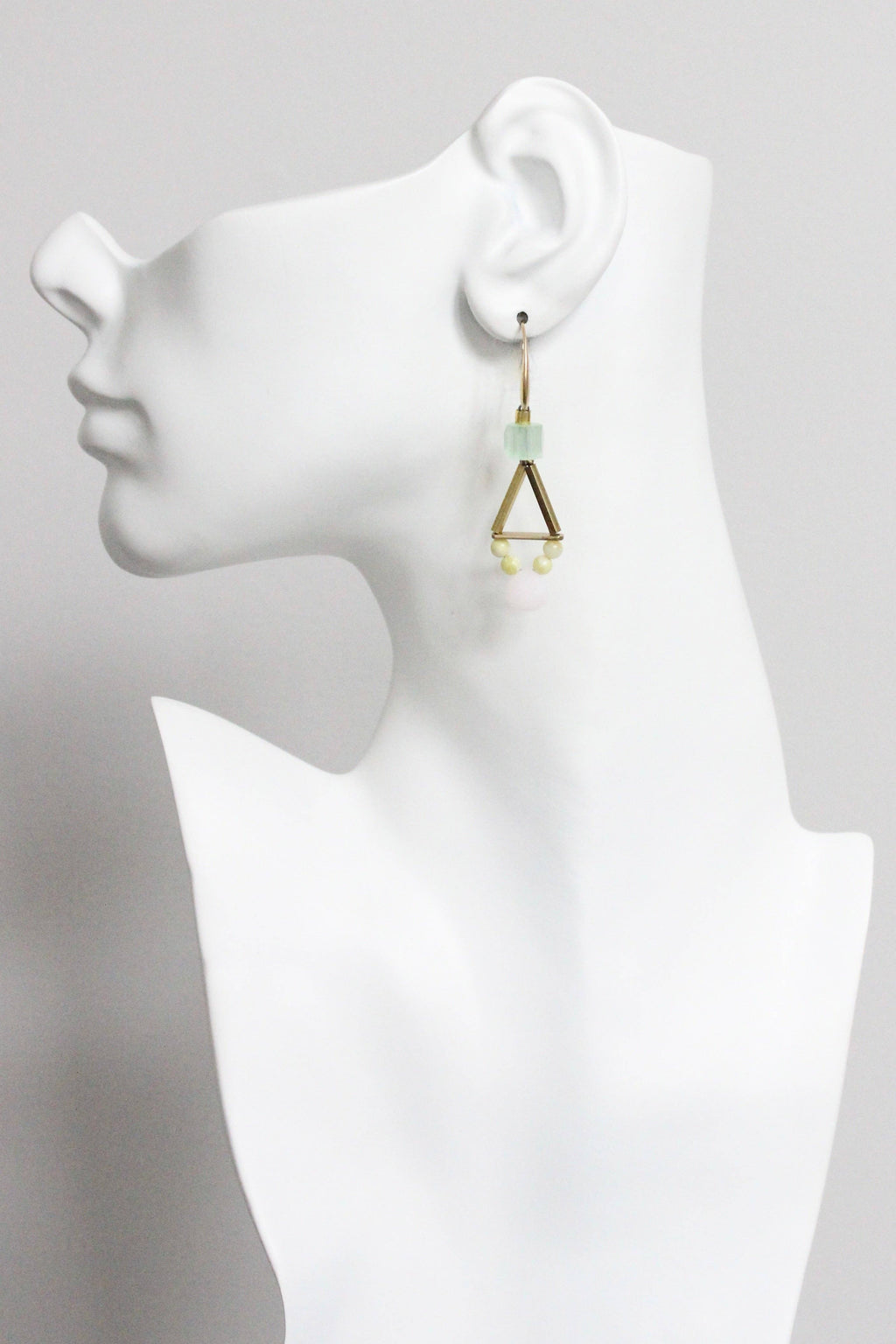Pink and yellow geometric earrings
