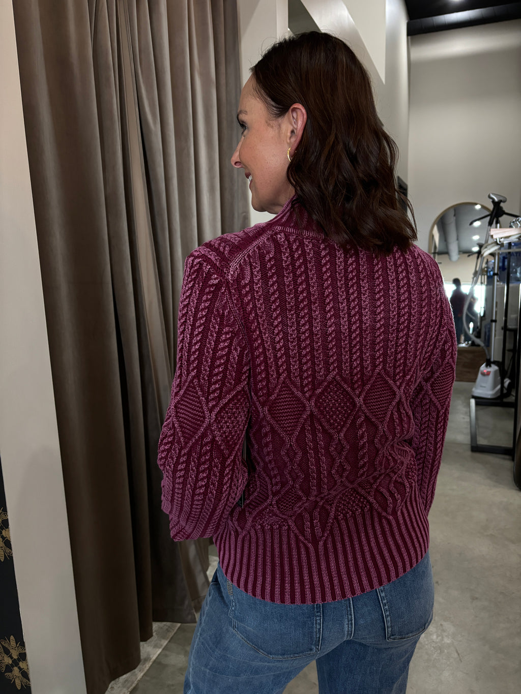 Cherry Lacquer Mock Neck Sweater
