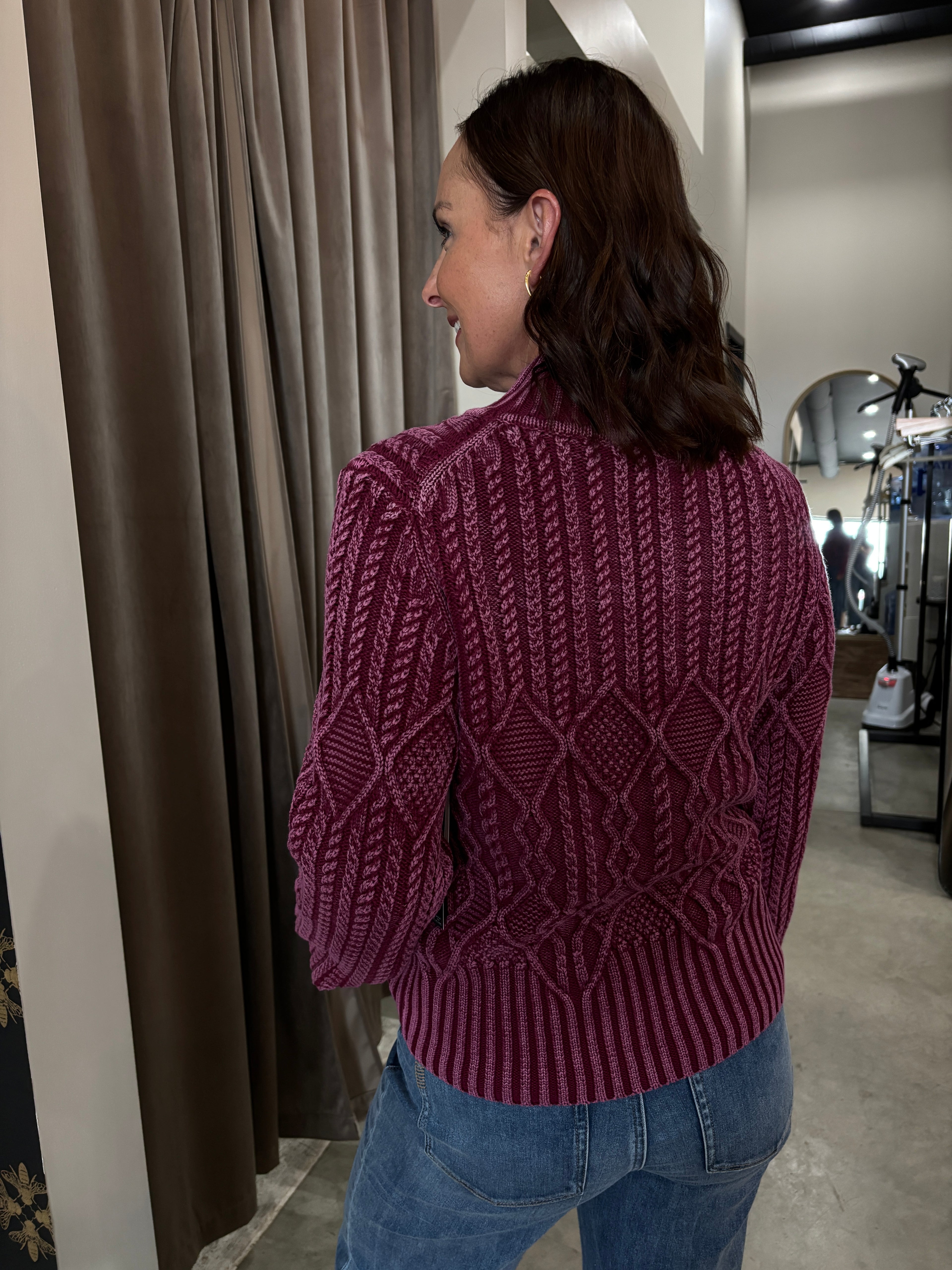 Cherry Lacquer Mock Neck Sweater