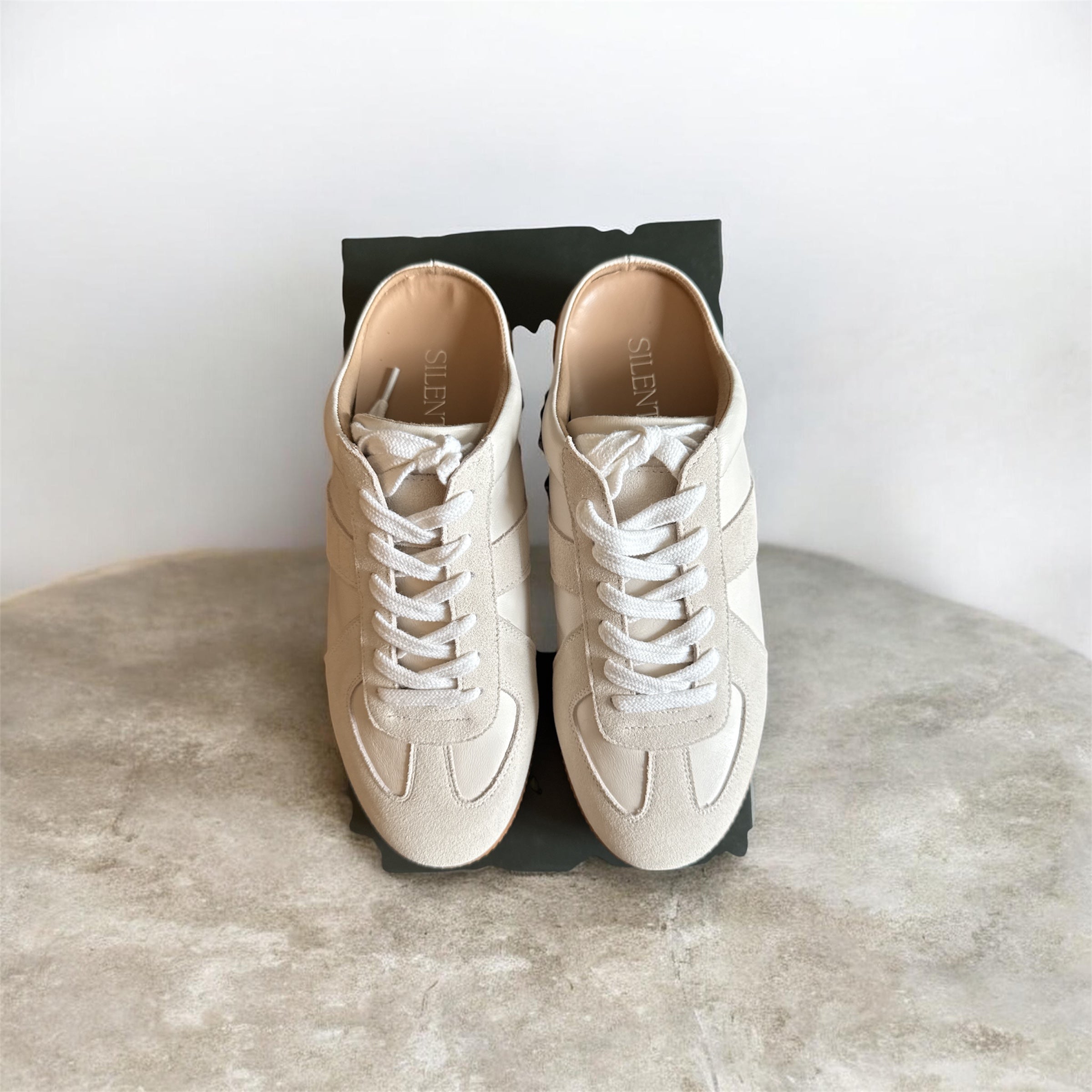 White suede slip on-Solly