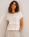 Off White Open Knit Top