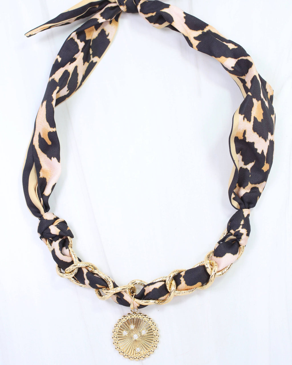 Sarah Scarf Charm Necklace Brown