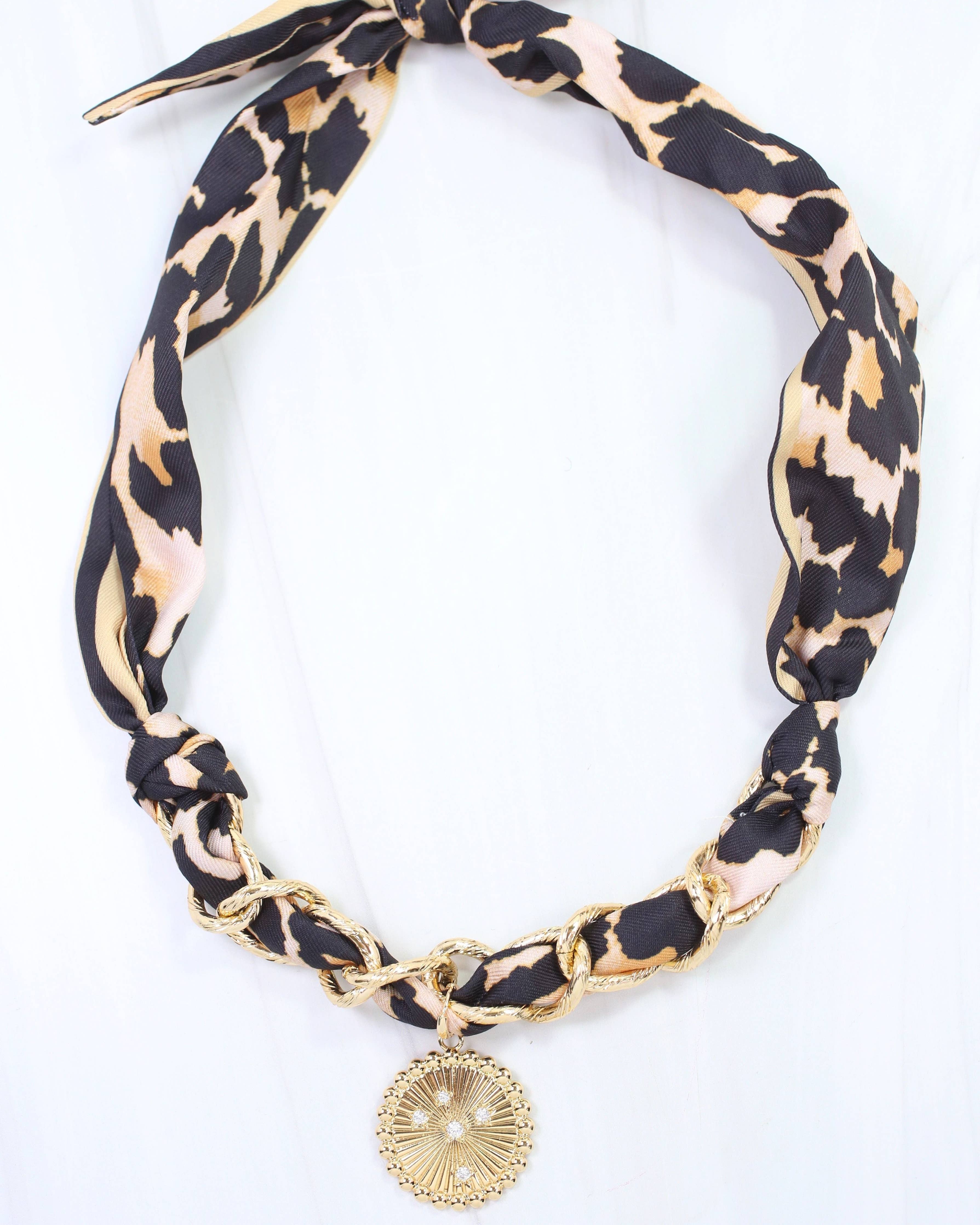 Sarah Scarf Charm Necklace Brown