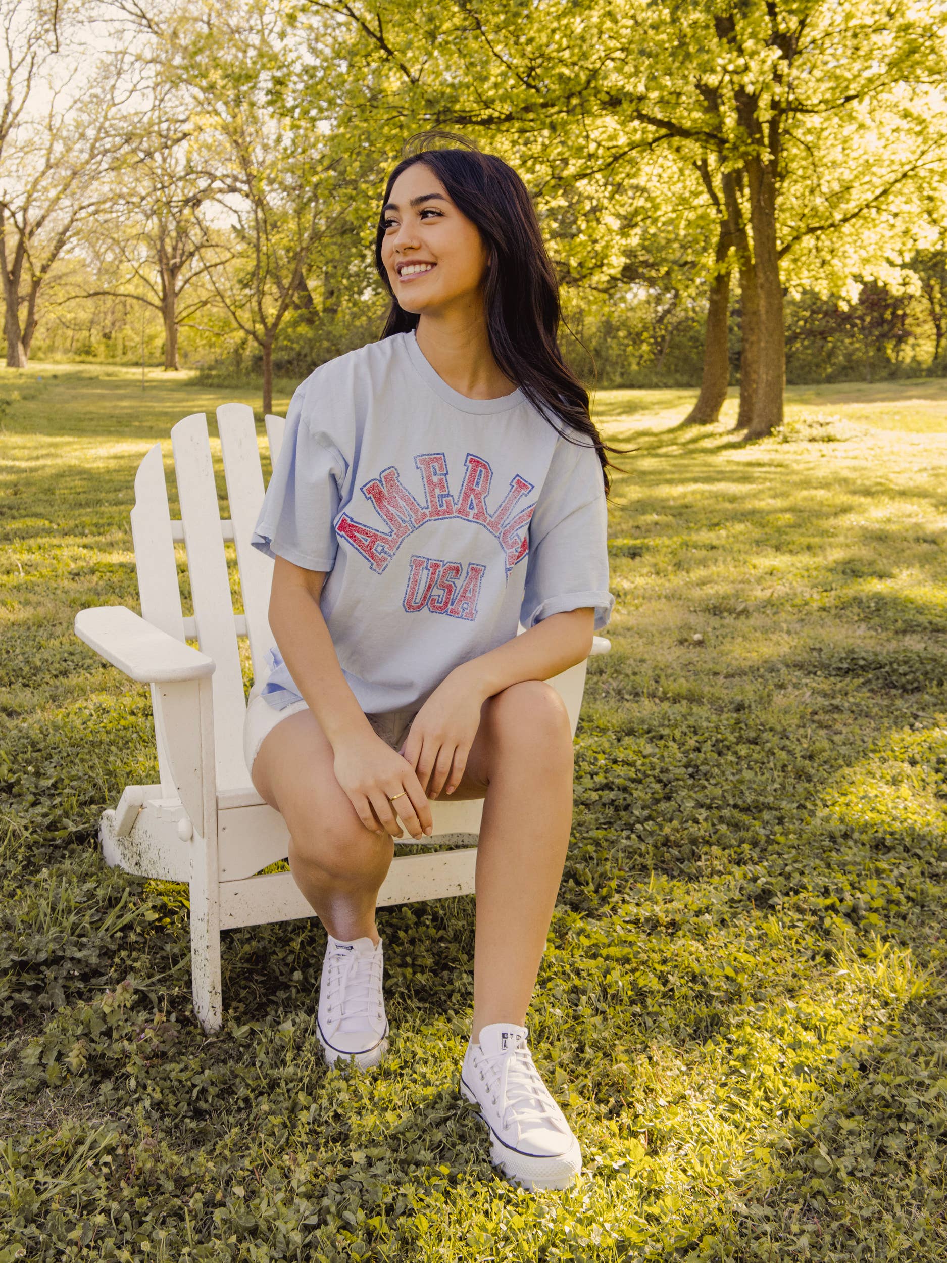 Light Blue America USA T