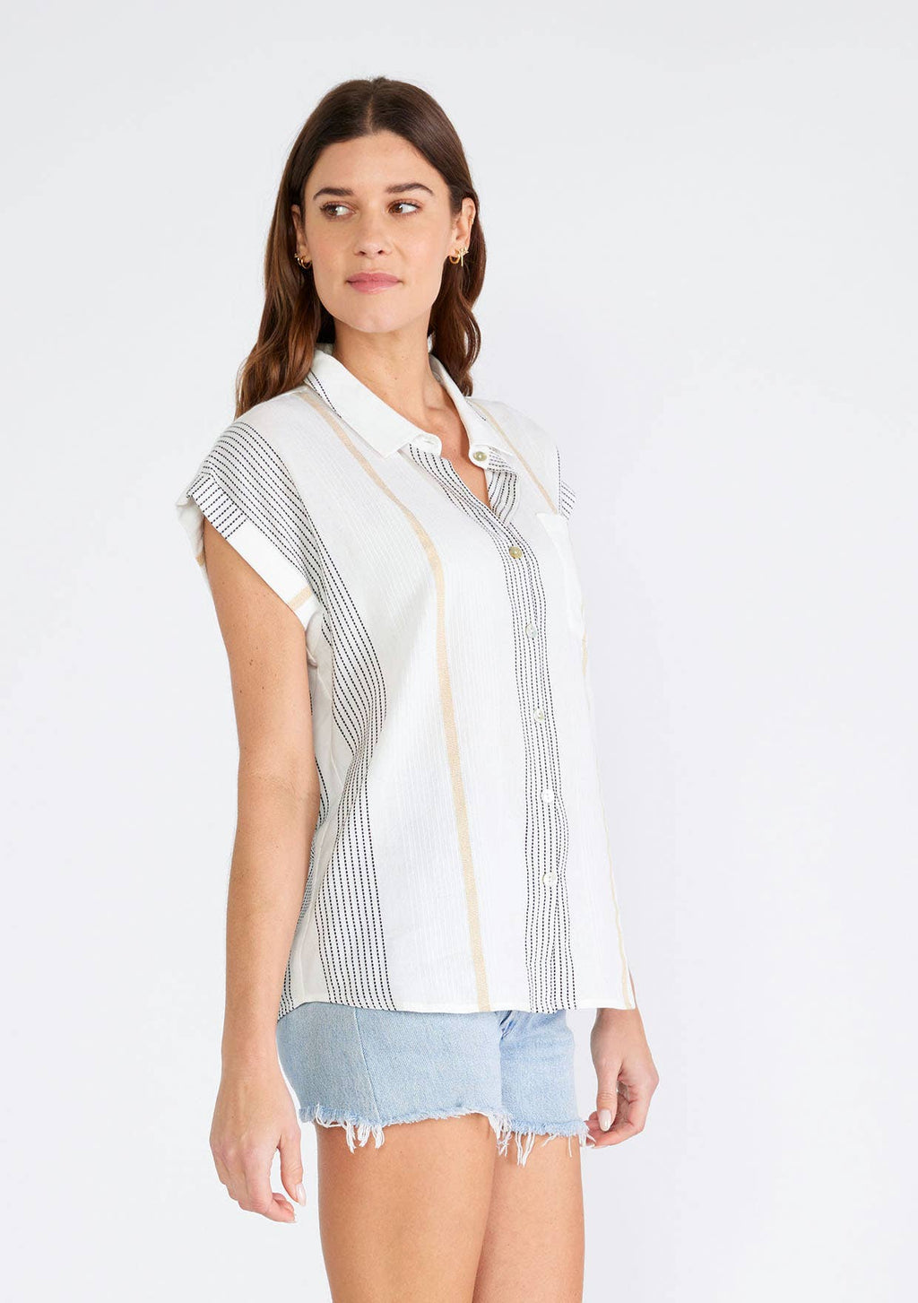 Striped Short Sleeve Button Down