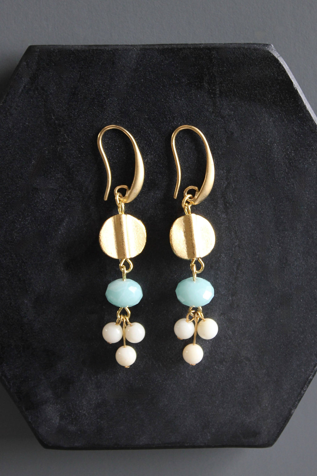 Amazonite and glass earrings
