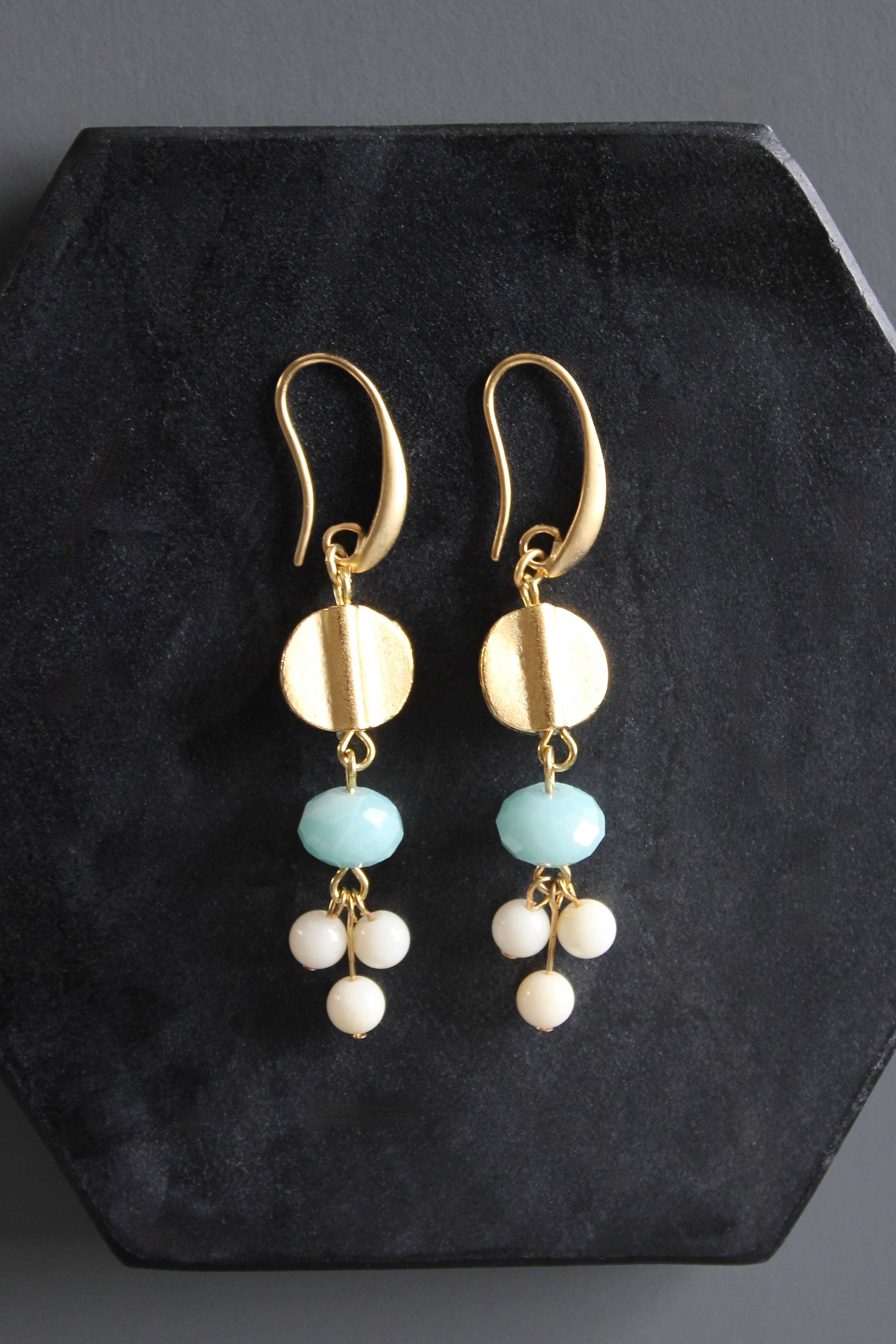 Amazonite and glass earrings