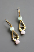 Pink and yellow geometric earrings
