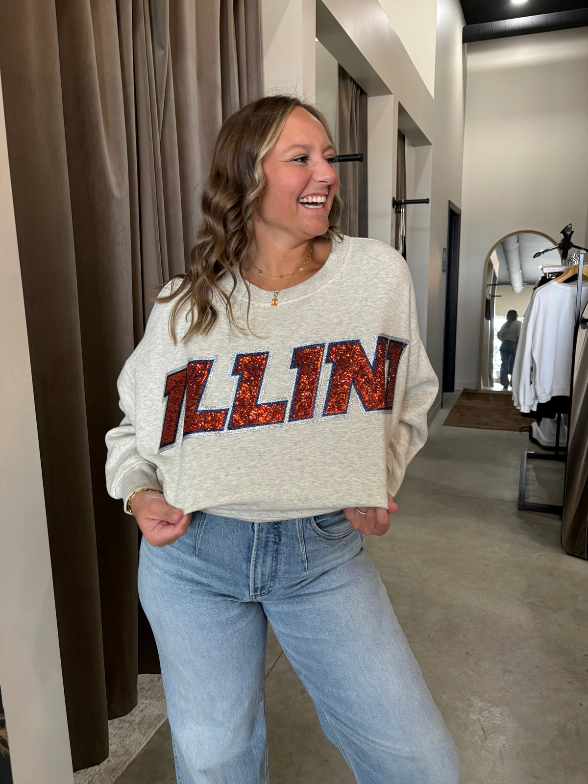 Light Grey Sparkle Illini Sweatshirt