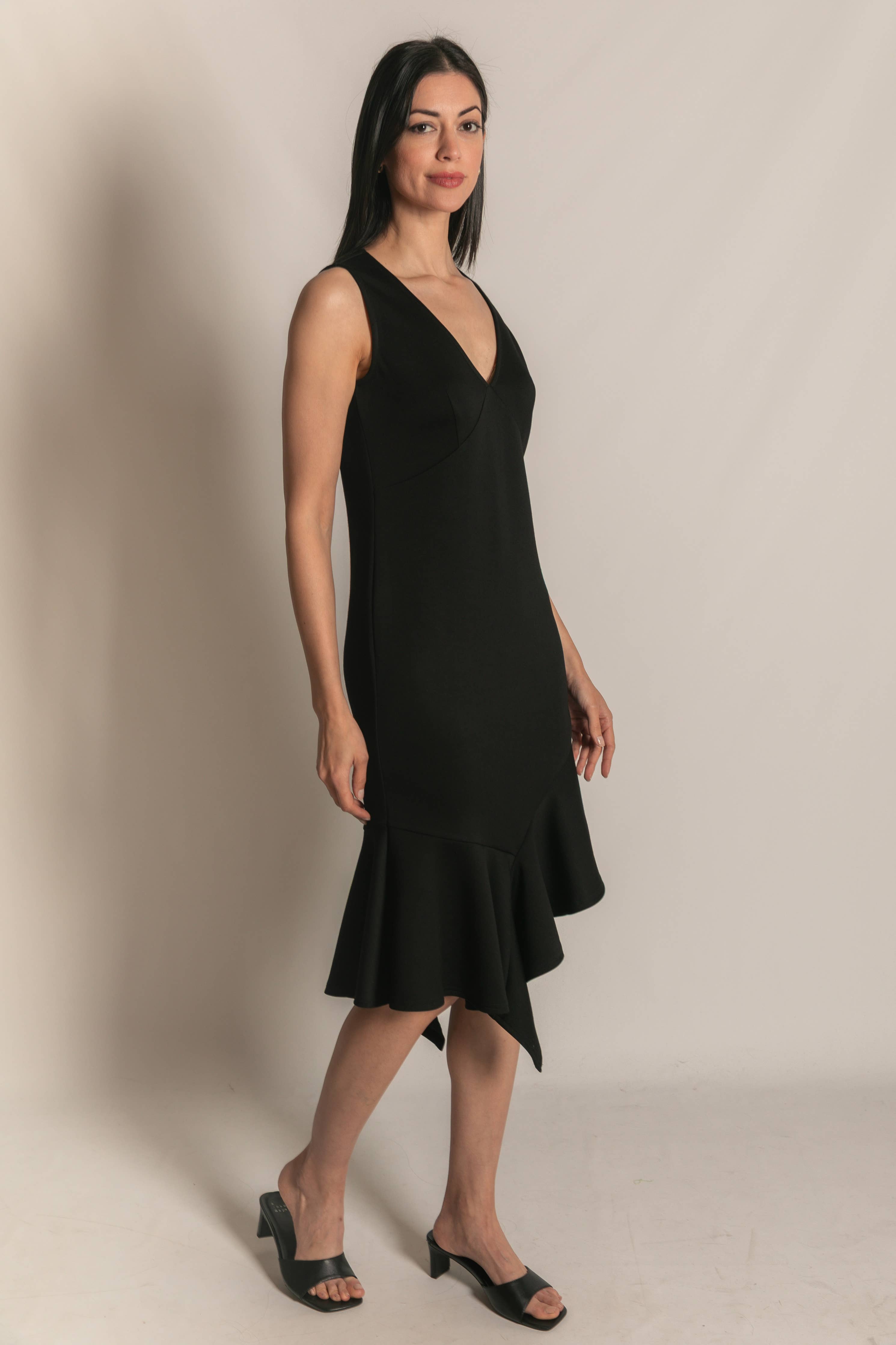Black Bottom Sleeveless Midi Dress