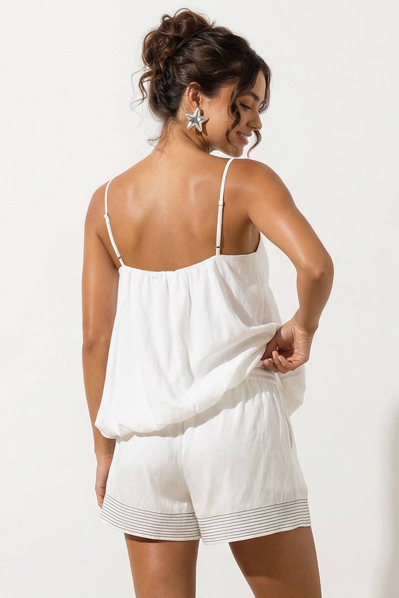 Off White Cami with Bubble Hem