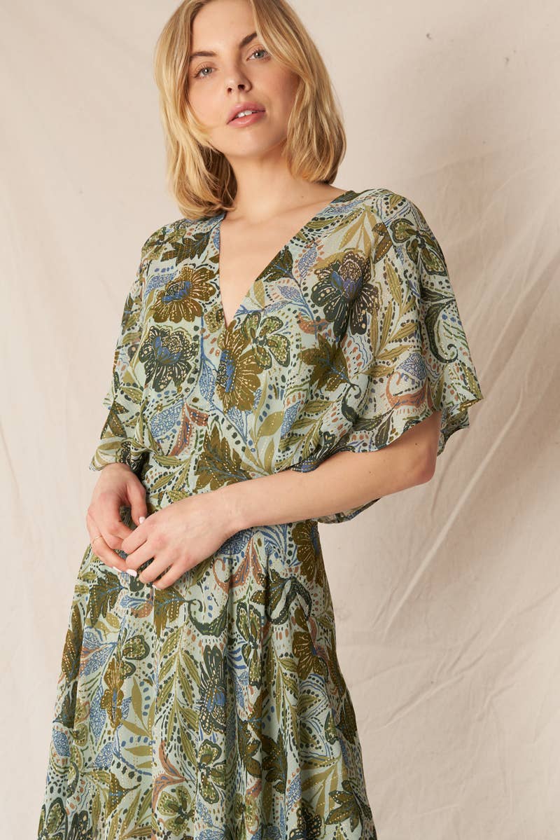 Green Printed Maxi Dress