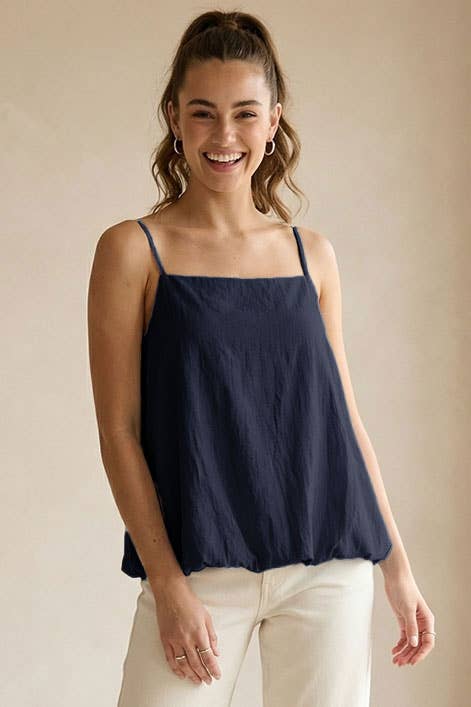 Black Cami with Bubble Hem