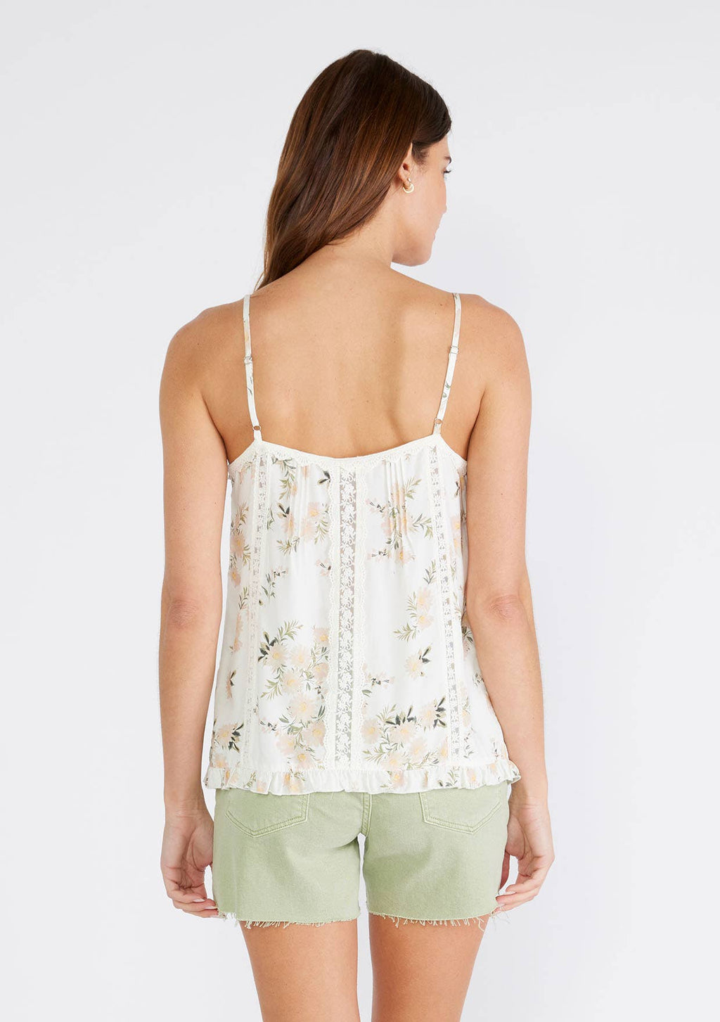 Floral Lace Spaghetti Strap V Neck Tank Top