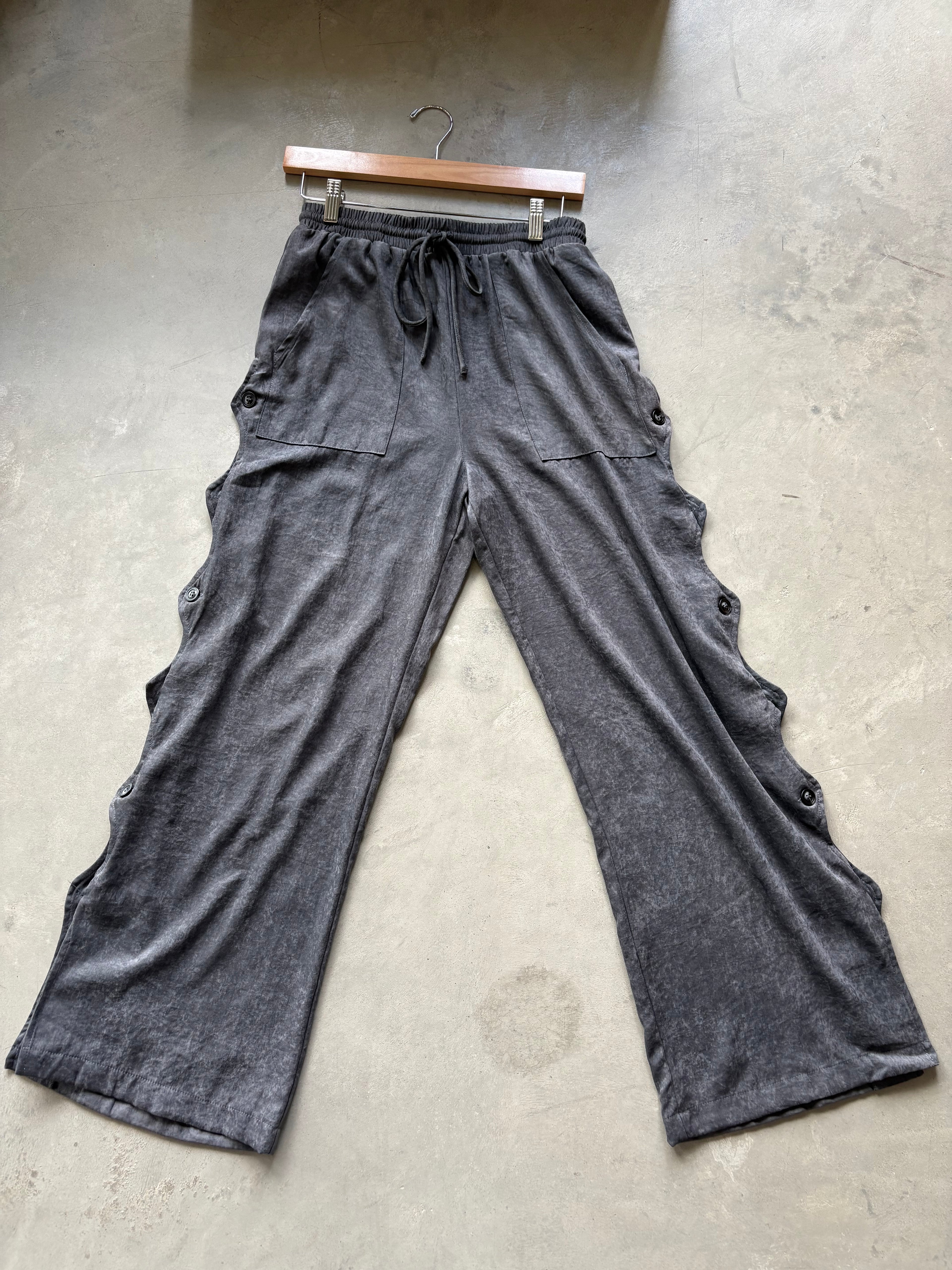 Rhea Button Pants- Stone Grey