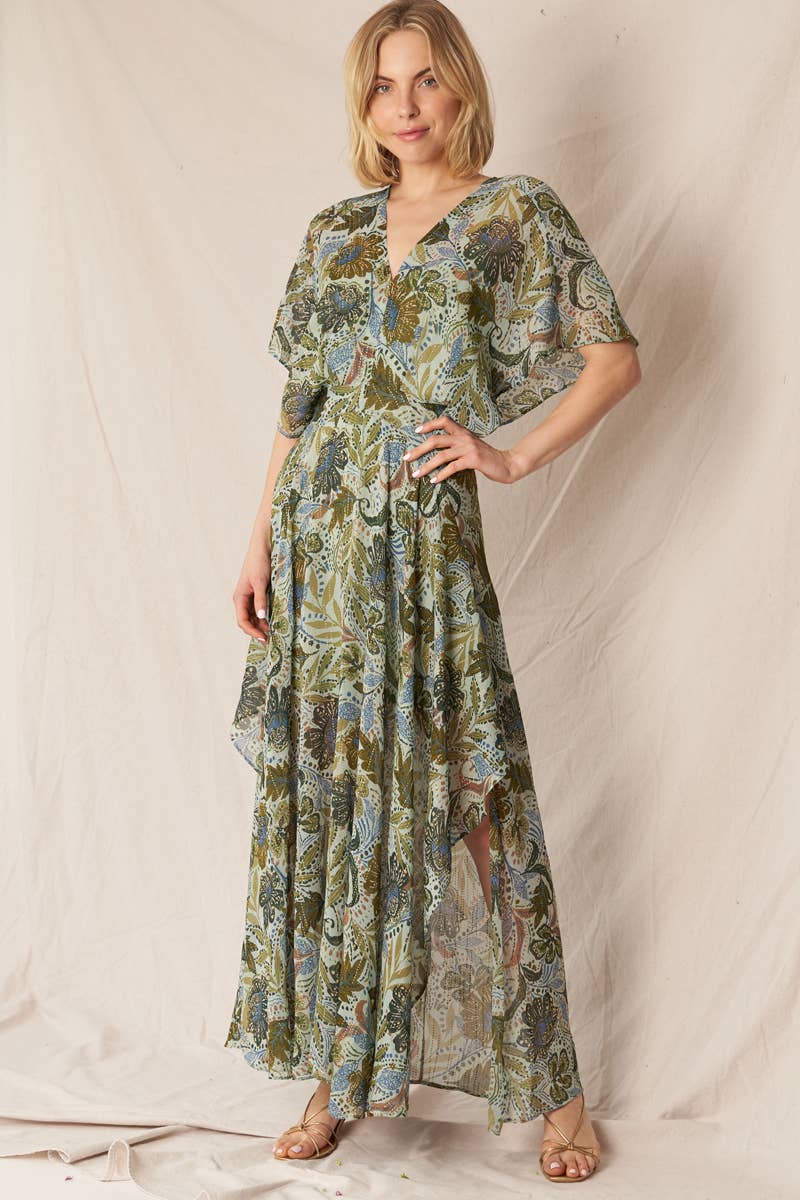 Green Printed Maxi Dress