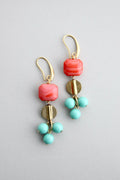 Salmon and turquoise earrings