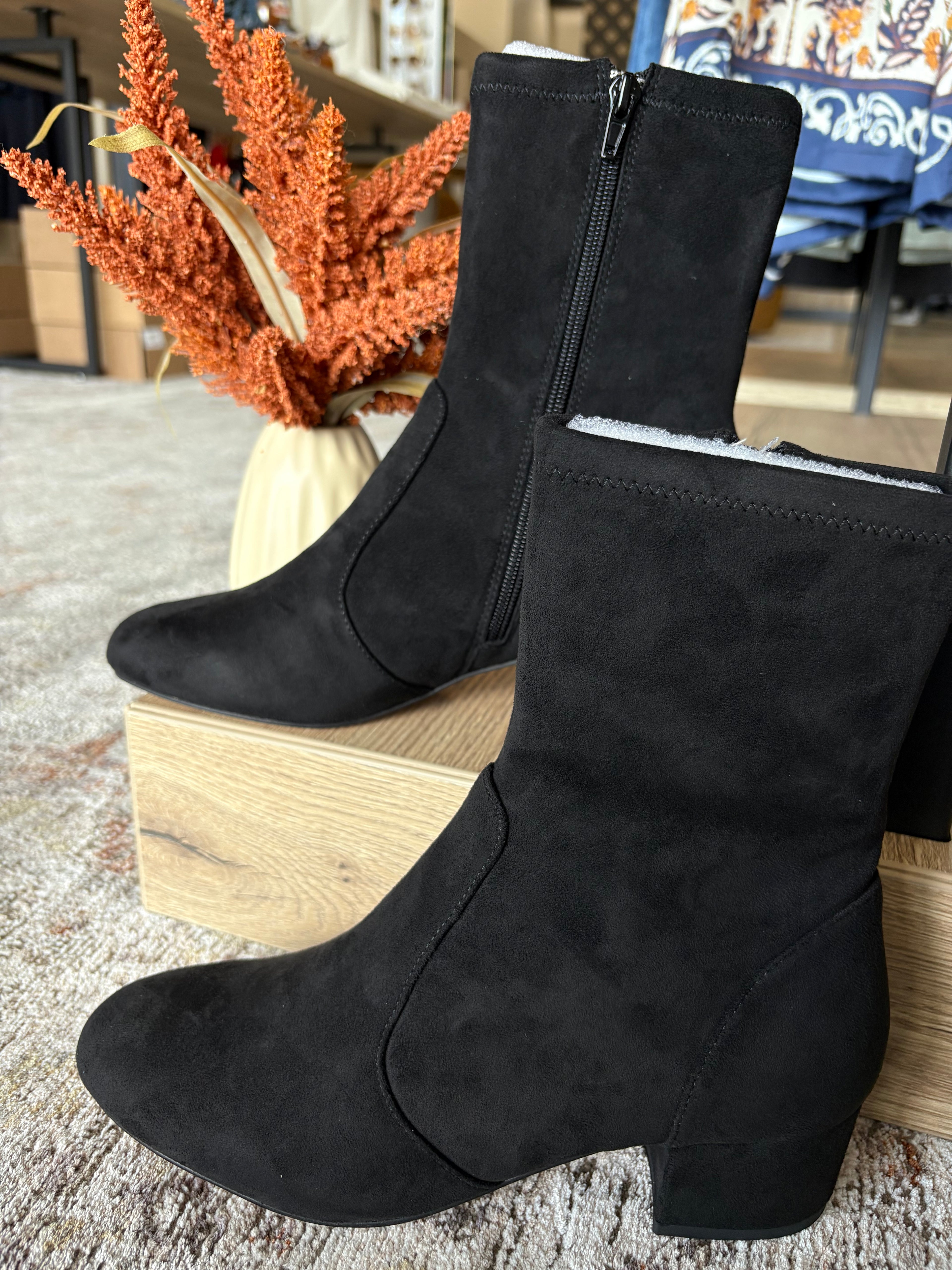 Silent D Goldie Black Stretch Suede Boot