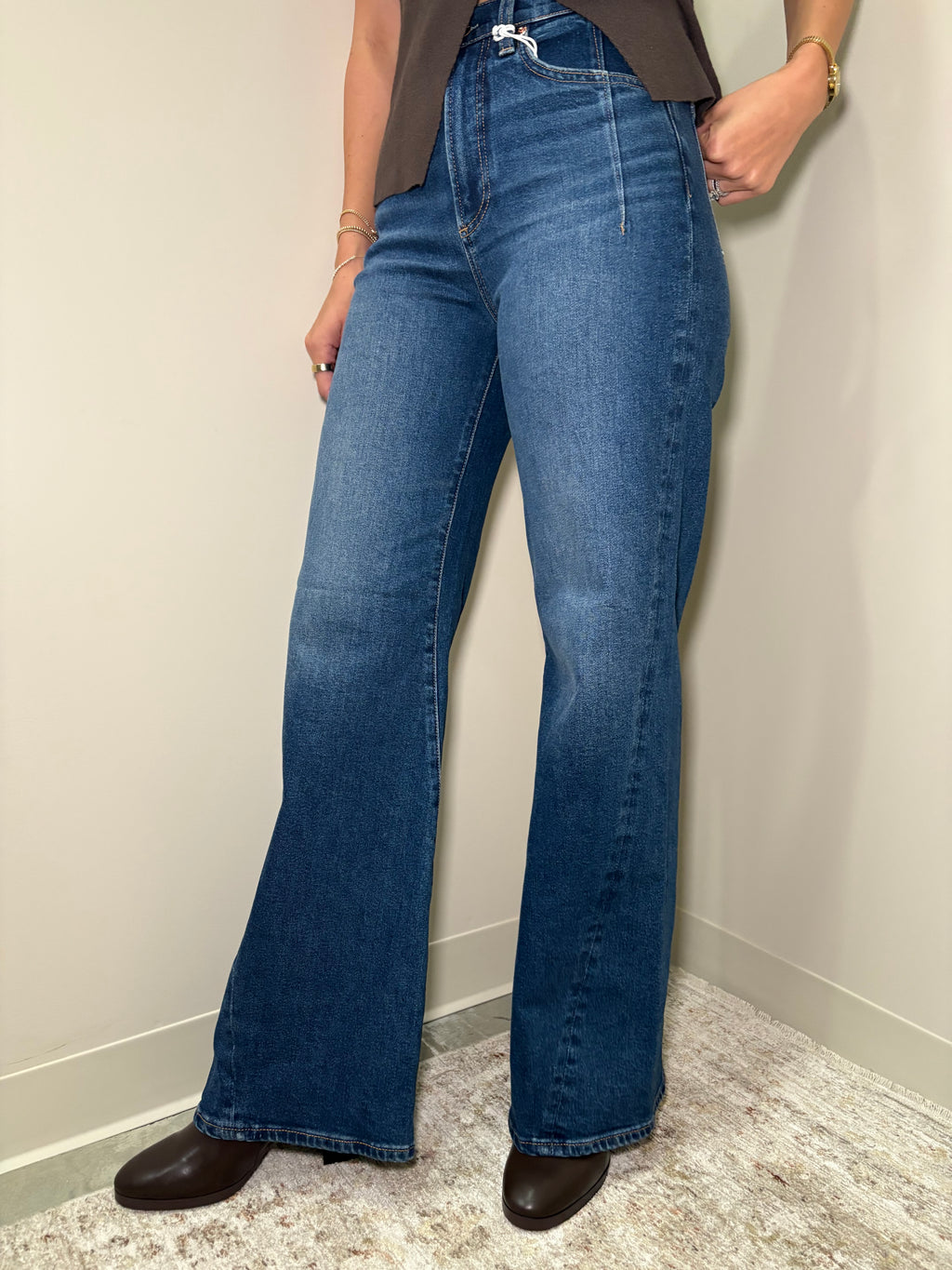 Kyra High Rise Bowed Wide Leg-Inkwell