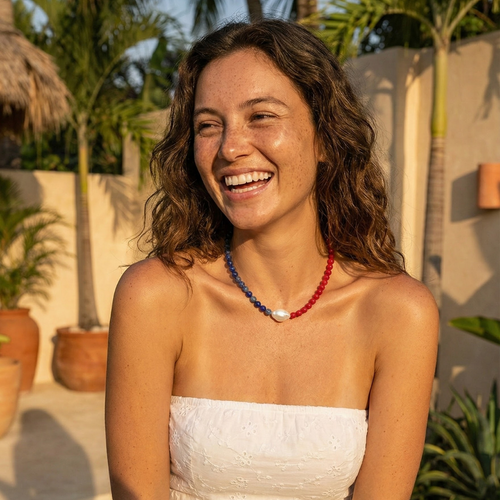 America 1/2 Blue & Red Necklace