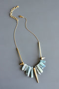 Kyanite and brass geometric necklace