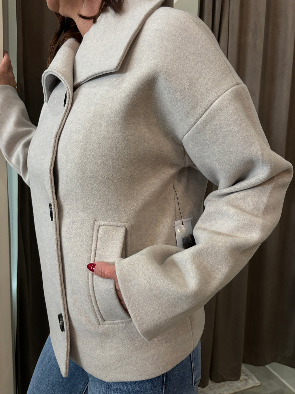 Lofty Chic Funnel Neck Jacket Antique White