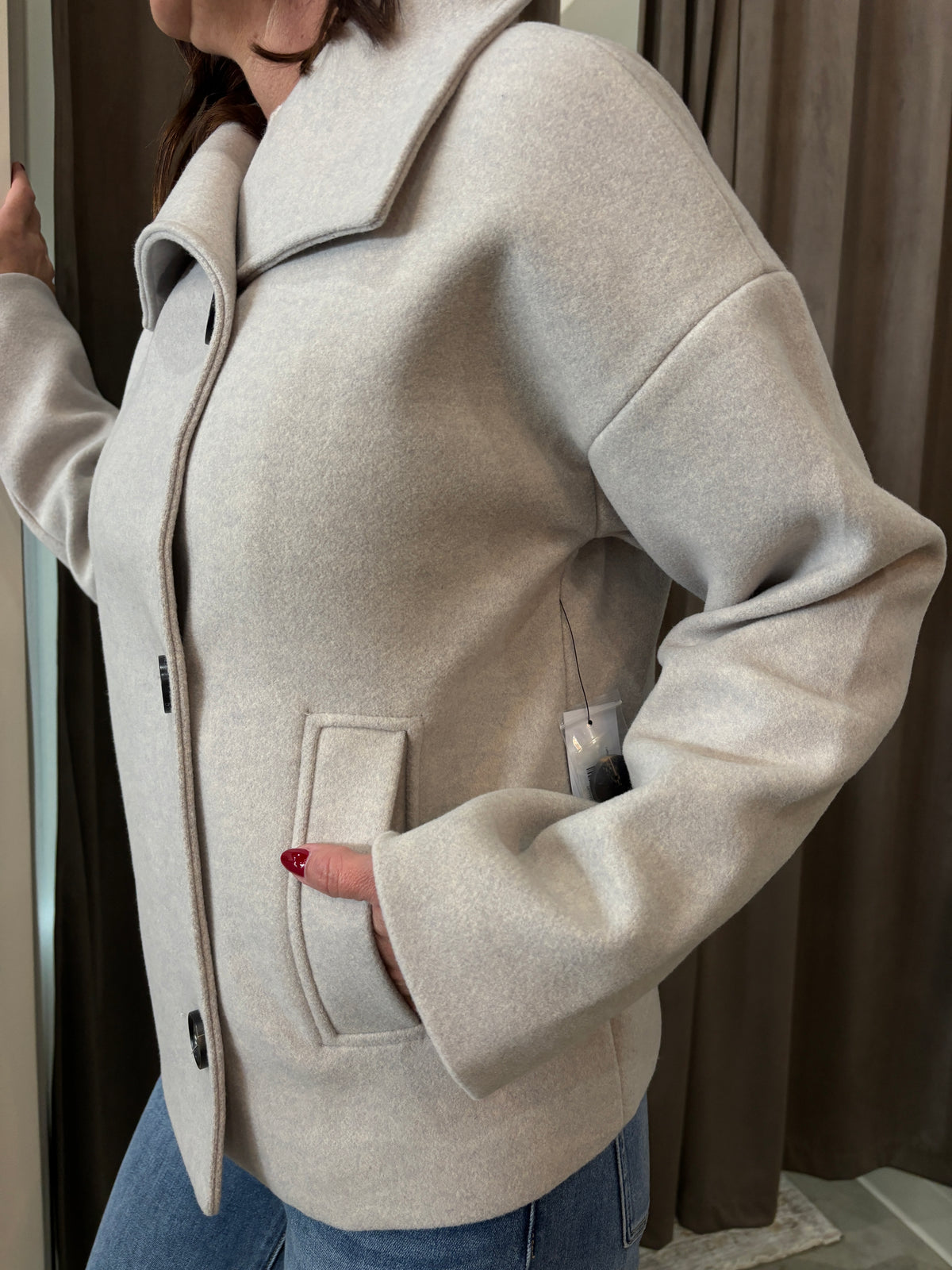 Lofty Chic Funnel Neck Jacket Antique White