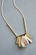 Quartz and brass Artdeco necklace