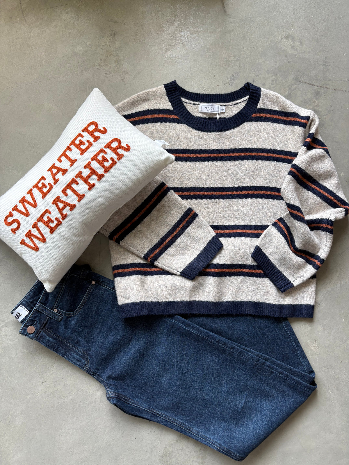 Tiber Stripe Sweater-Navy/Rust