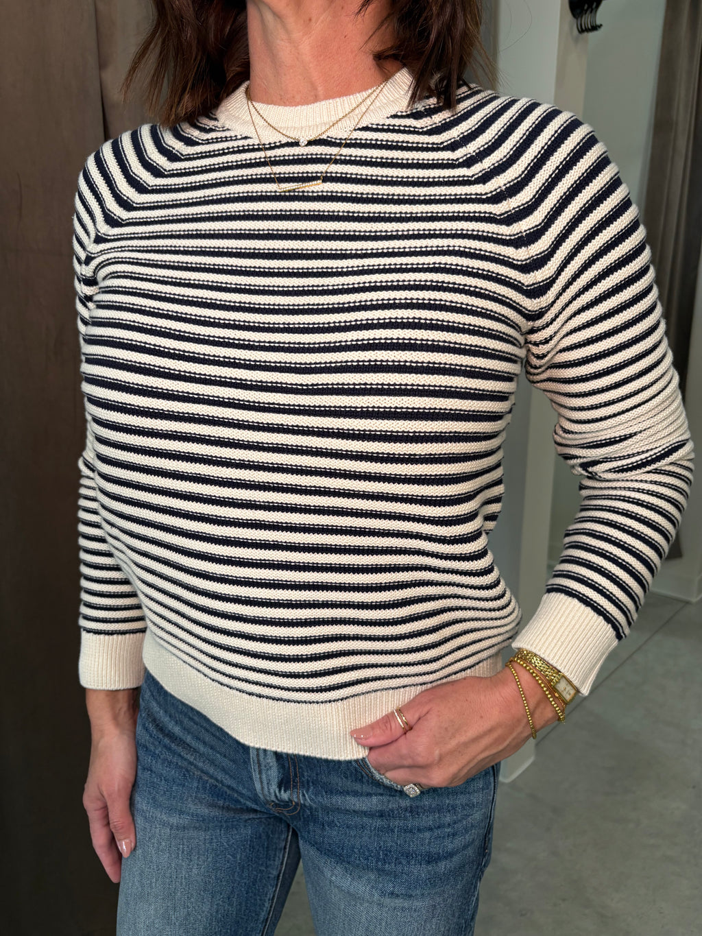 Simon Navy Striped Sweater