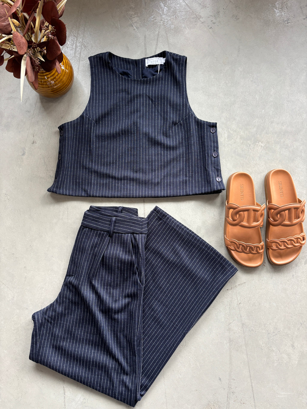 Legacy Pinstripe Navy Tank