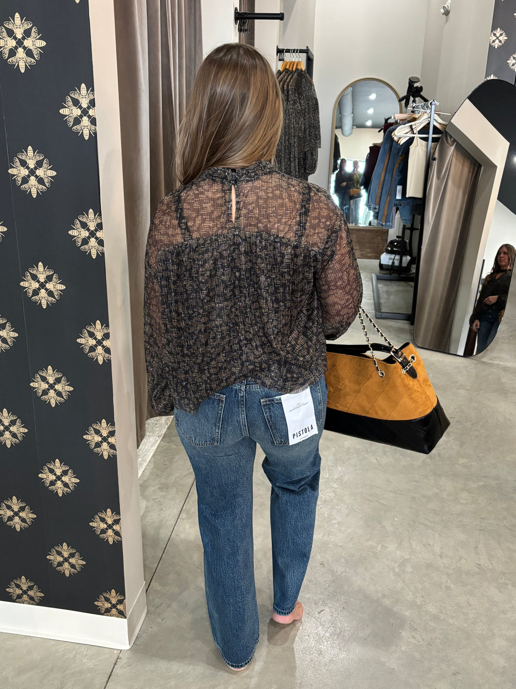 Sage The Label- Black Gold Keyhole Blouse