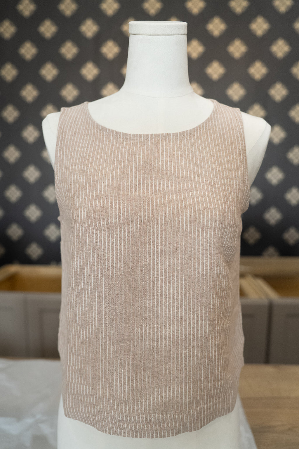 Pin Stripe Natural Linen