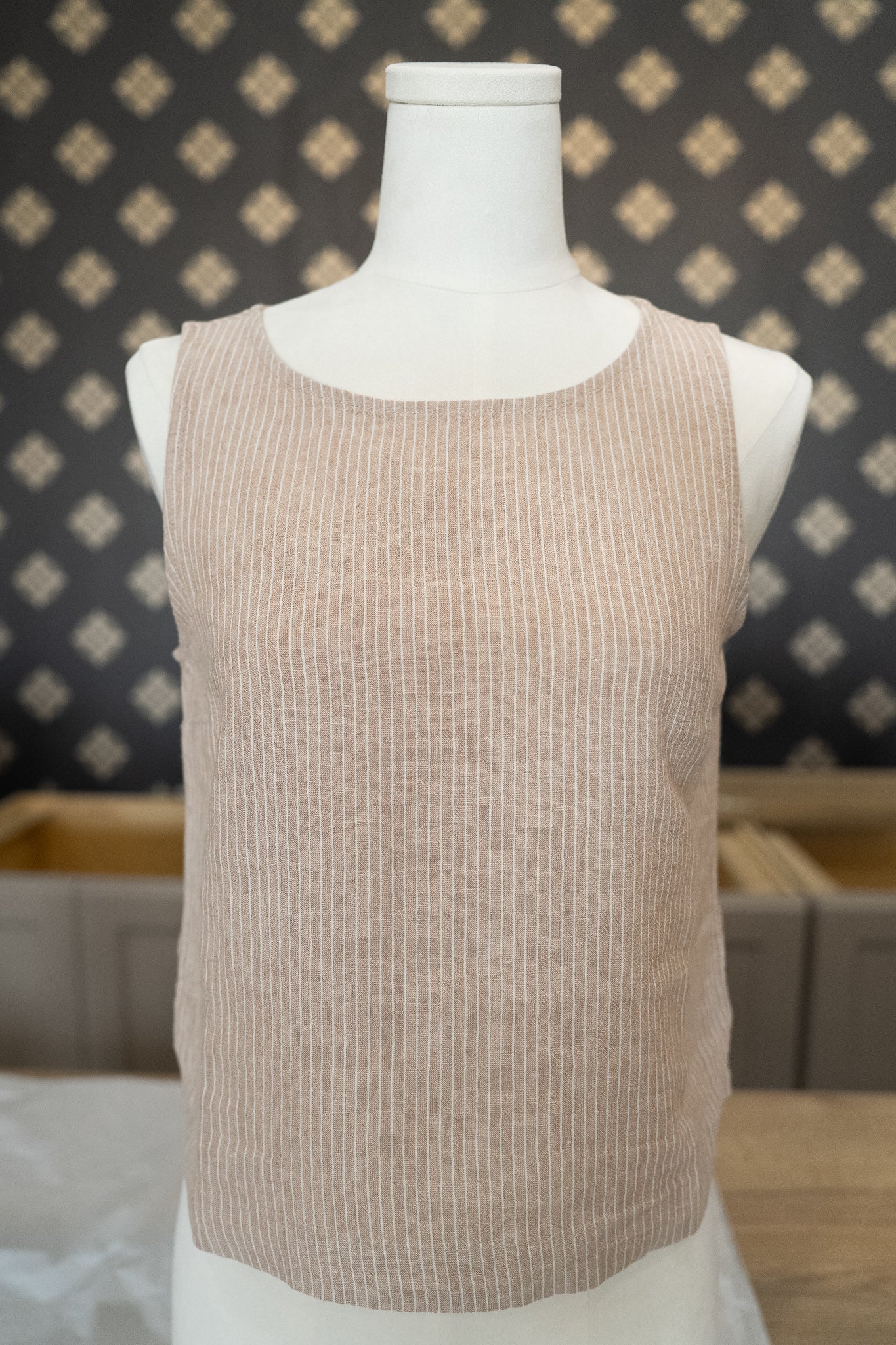 Pin Stripe Natural Linen
