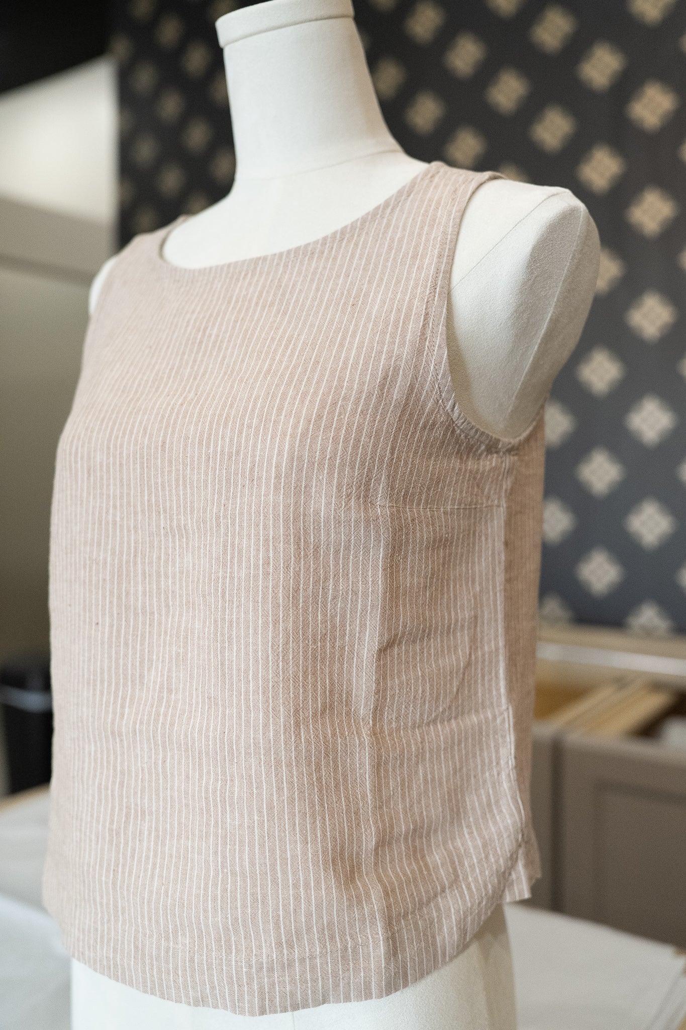 Pin Stripe Natural Linen