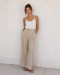 Cream Linen Blend Trouser