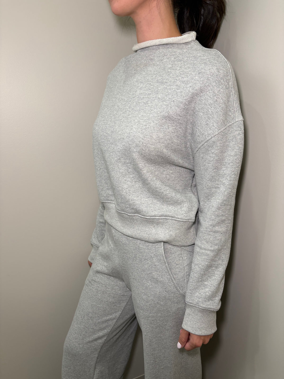 Arden Mock Neck Sweatshirt-Heather Grey