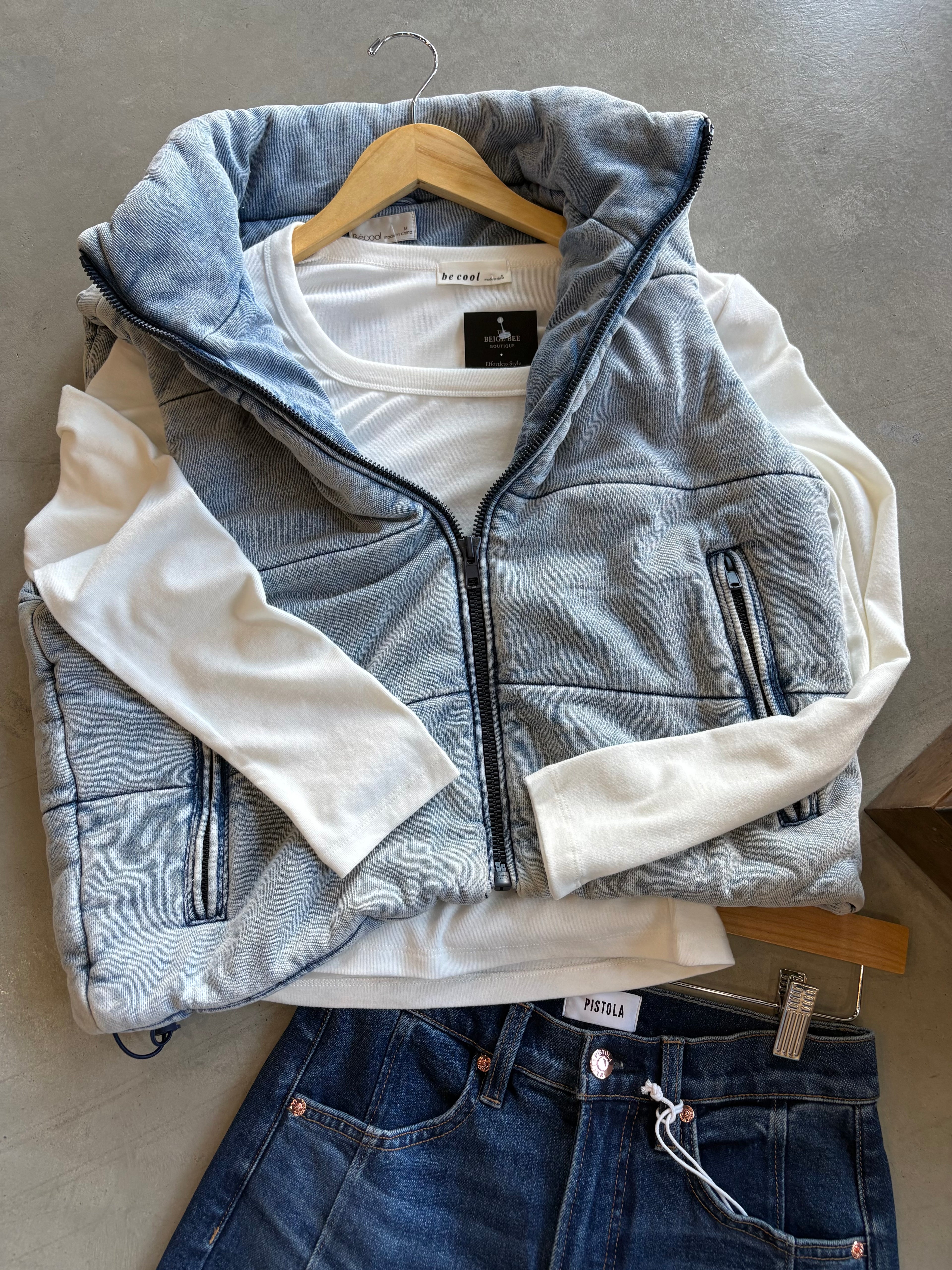 Denim Vintage Puffer Vest