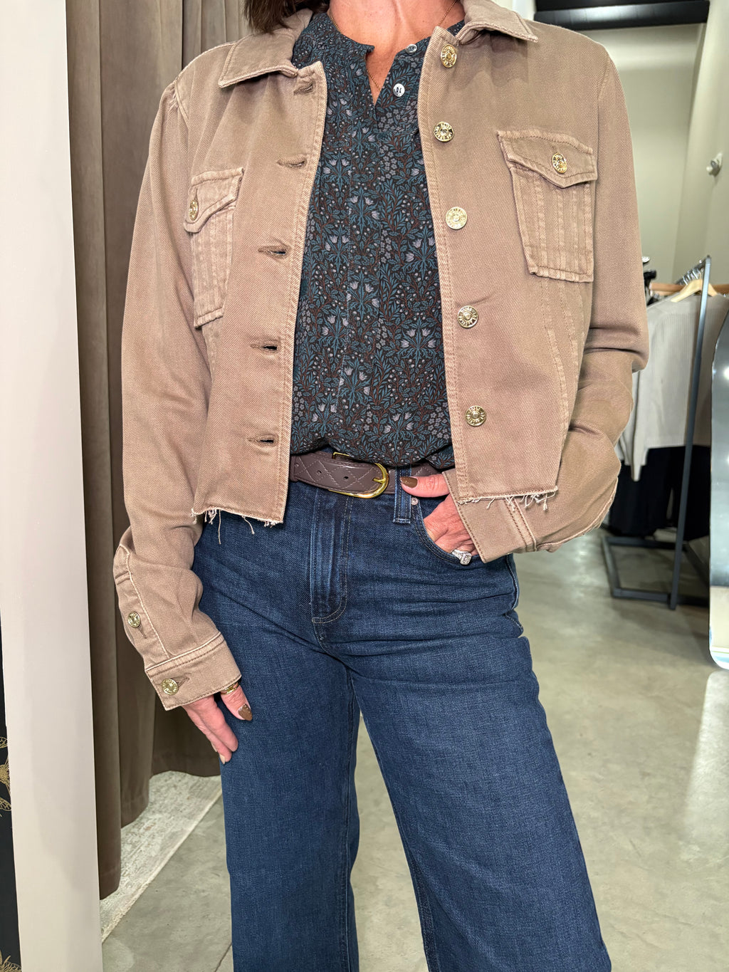 Cropped Pacey Jacket W/ Raw Hem - Vintage Canewood