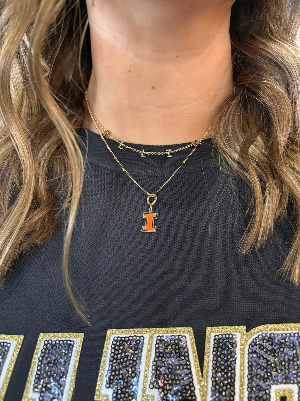 University of Illinois "ILLINI" Initial Necklace