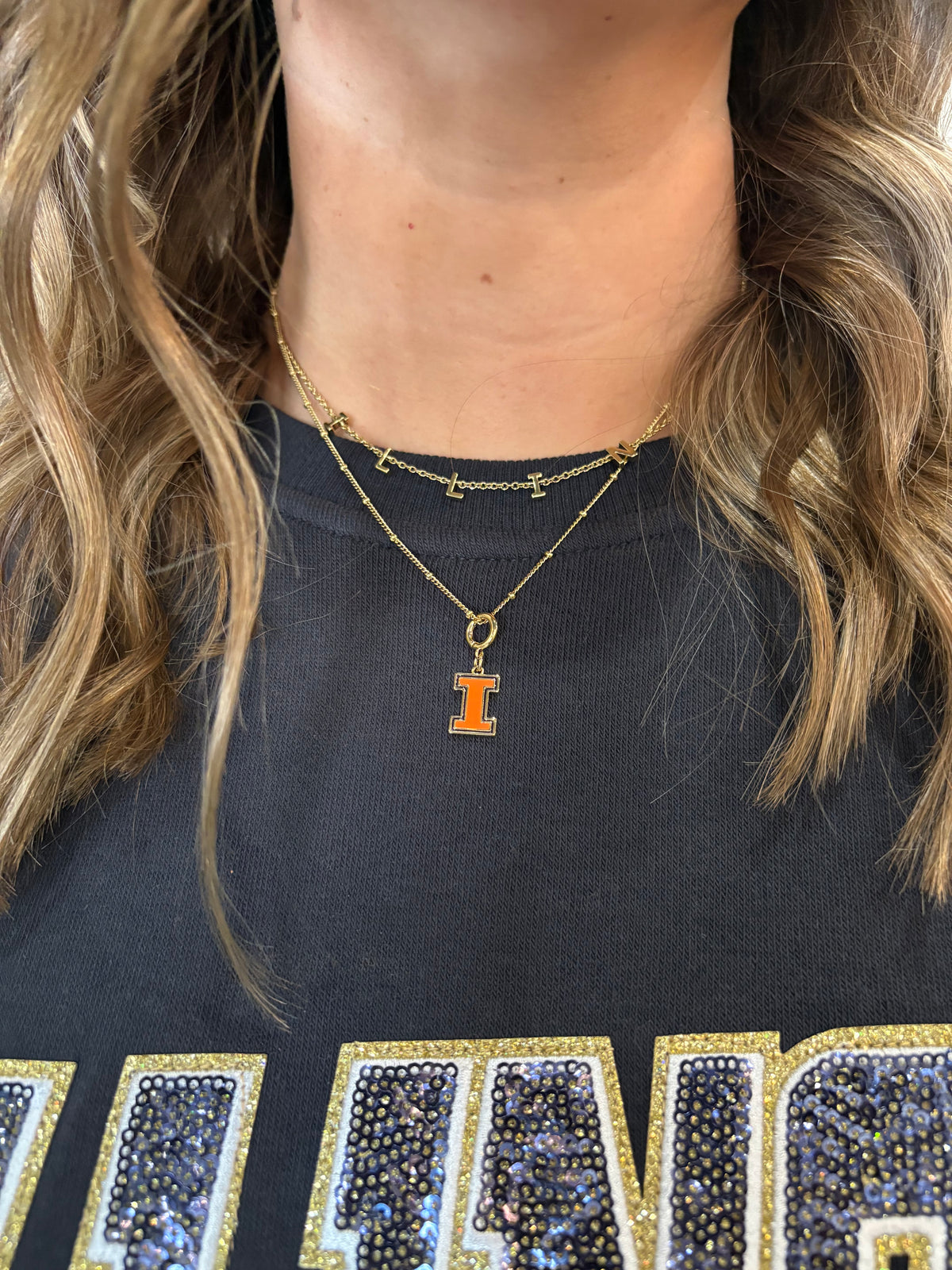 University of Illinois "ILLINI" Initial Necklace