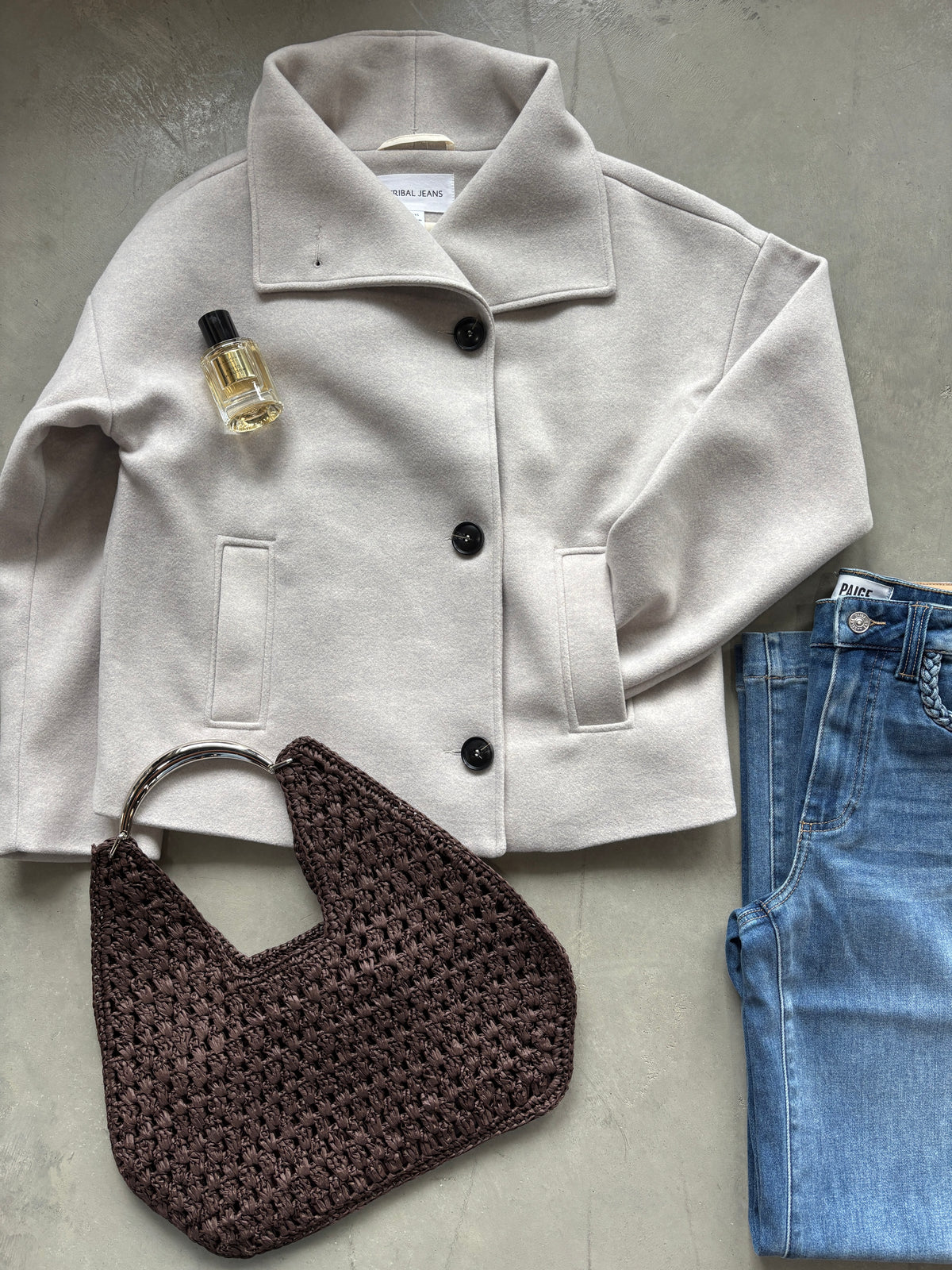 Lofty Chic Funnel Neck Jacket Antique White
