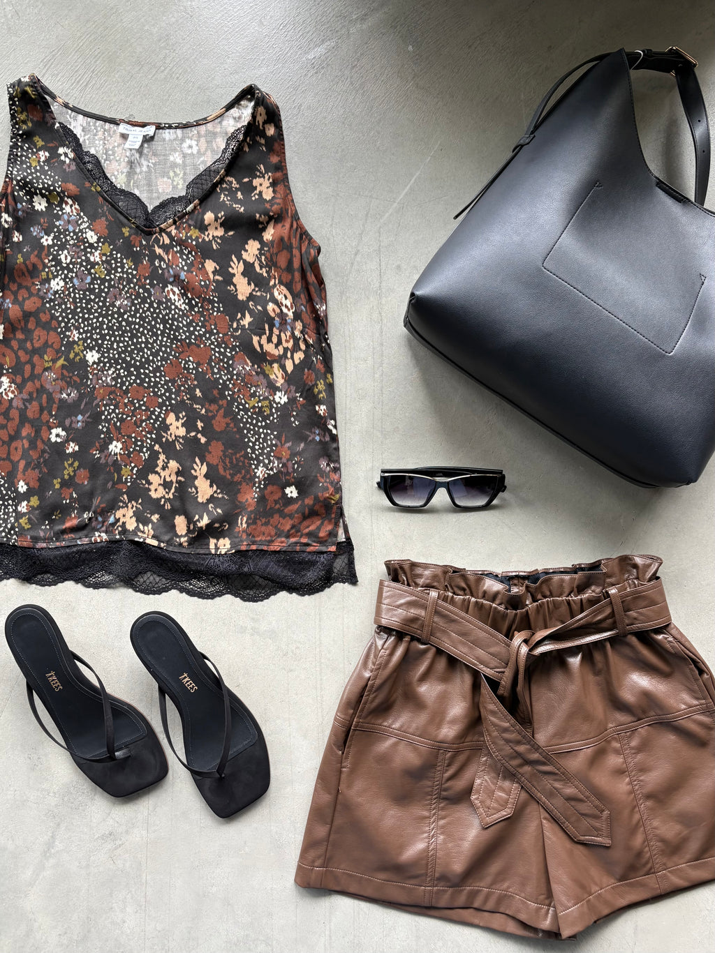 Rustic Brown Lace Cami V-Neck