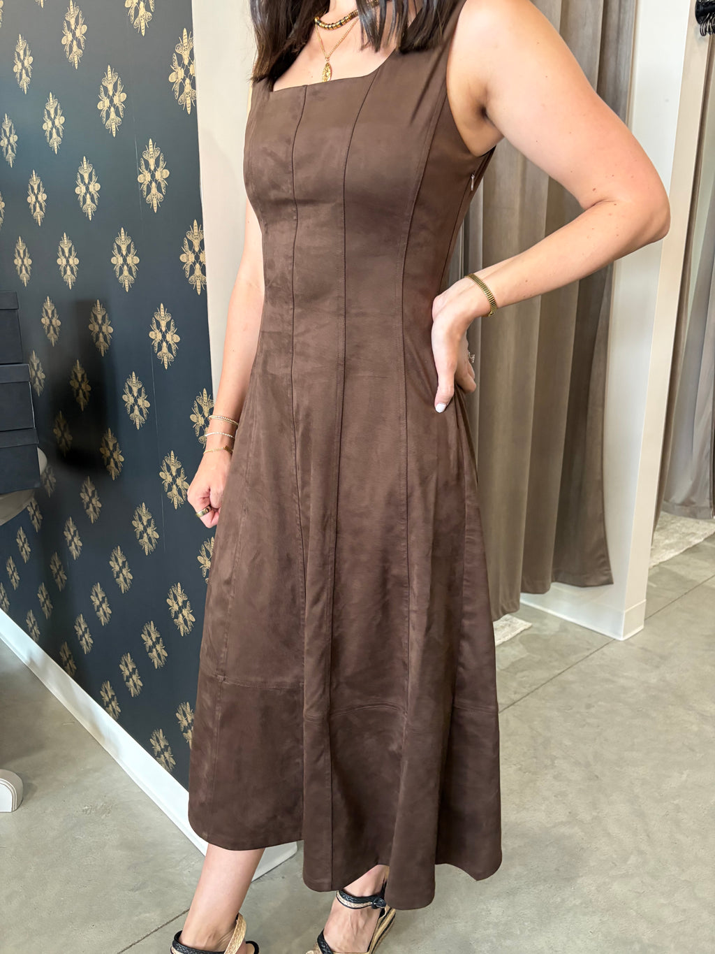 Madalyn Faux Suede Midi Dress