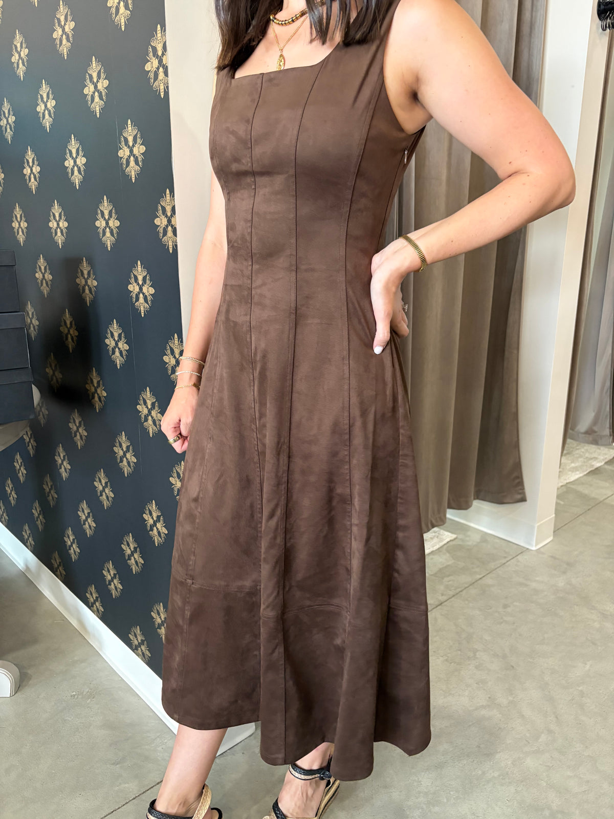 Madalyn Faux Suede Midi Dress