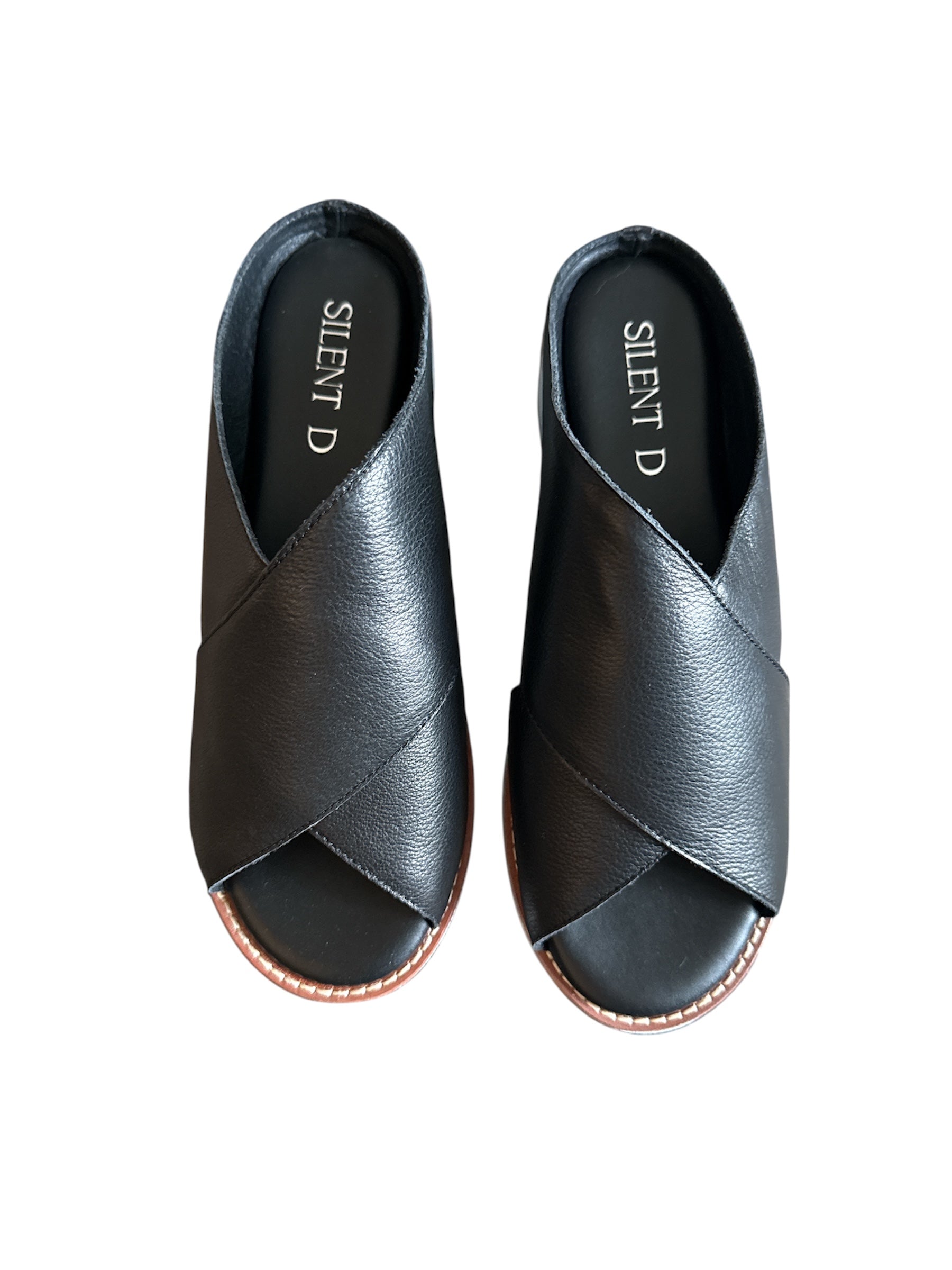 Black Leather Crisscross Sandal-Orelia