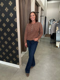 Henley Sweater w/Scallop Hem