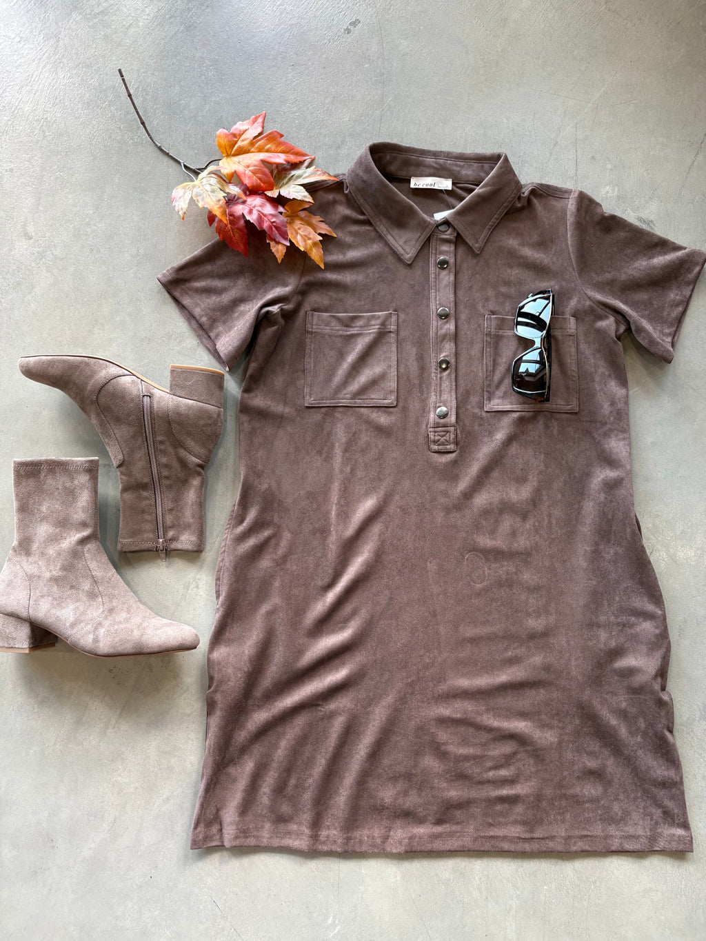 Suede Polo Dress
